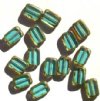 15 12mm Transparent Turquoise w/ Speckled Edges Rectangle Window Beads